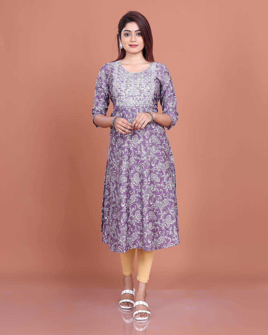 Ethnic Embroidered Kurta - Lavender