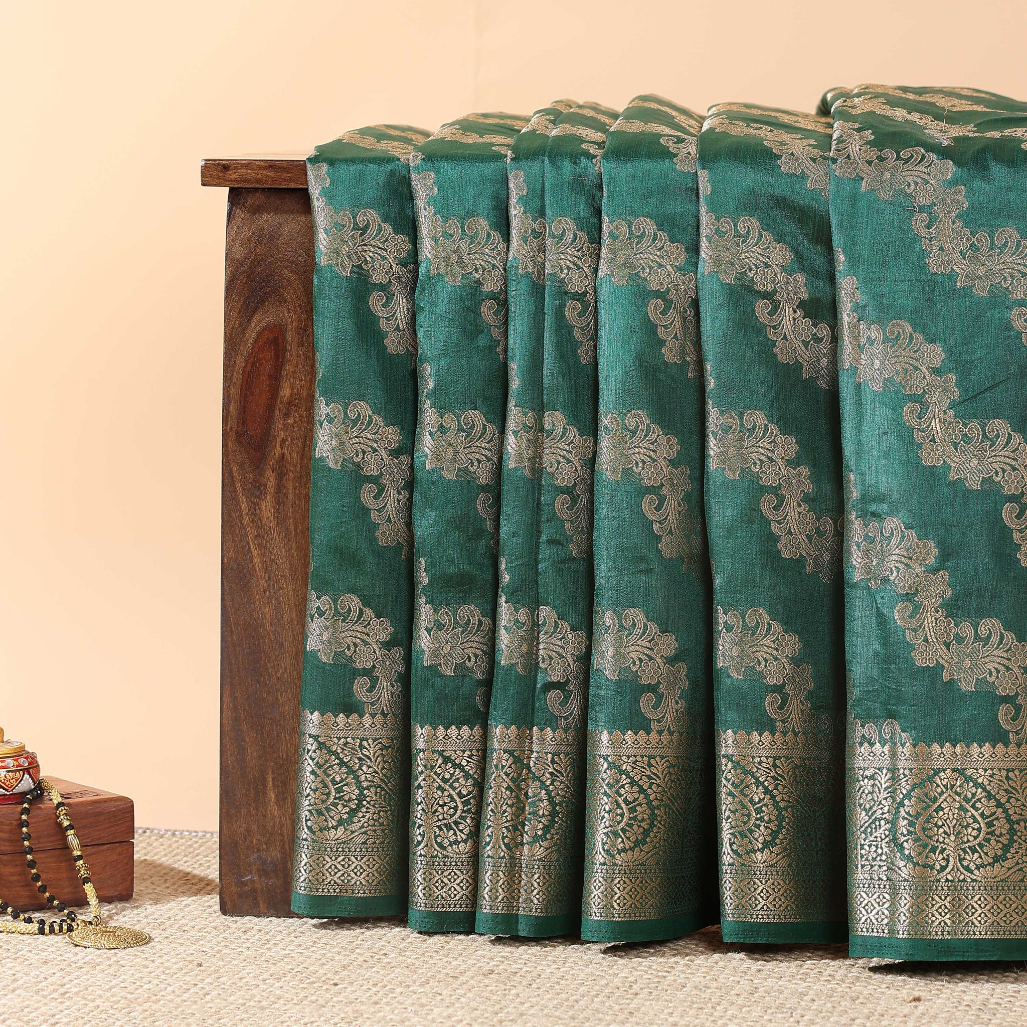 Elegant Tussar Silk Saree with Intricate Zari Woven Border and Pallu – Green