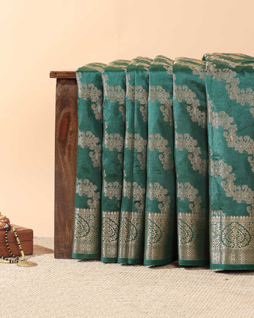 Elegant Tussar Silk Saree with Intricate Zari Woven Border and Pallu – Green