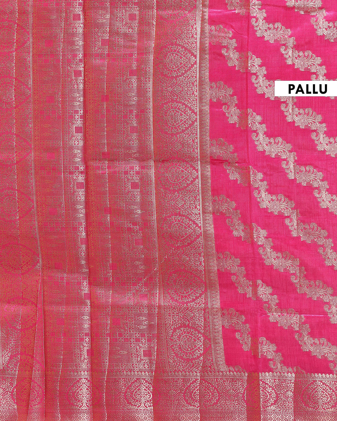 Elegant Tussar Silk Saree with Diagonal Woven Stripes and Zari Border – Pink