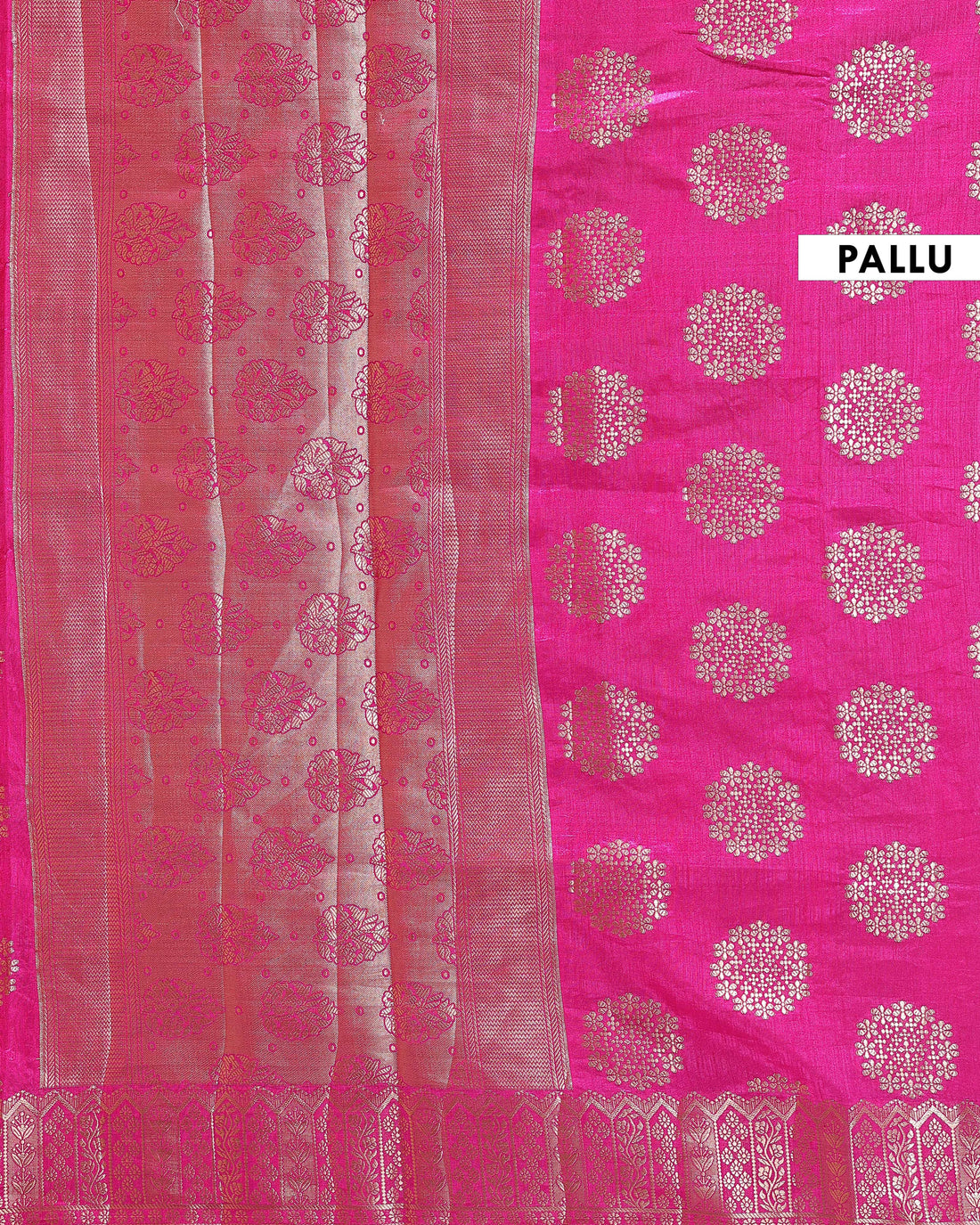 Elegant Tussar Silk Saree with Intricate Zari Weave and Floral Motifs – Pink
