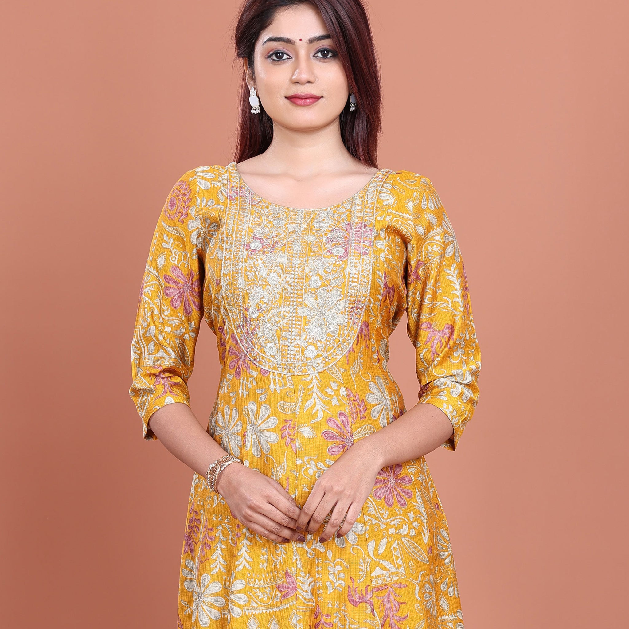 Ethnic Embroidered Kurta - Yellow