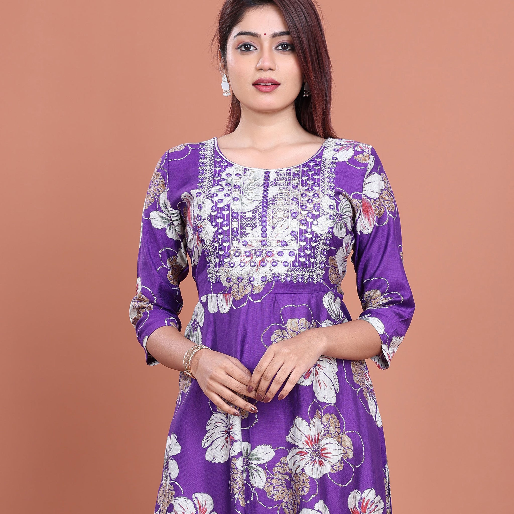 Ethnic Embroidered Kurta - Lavender