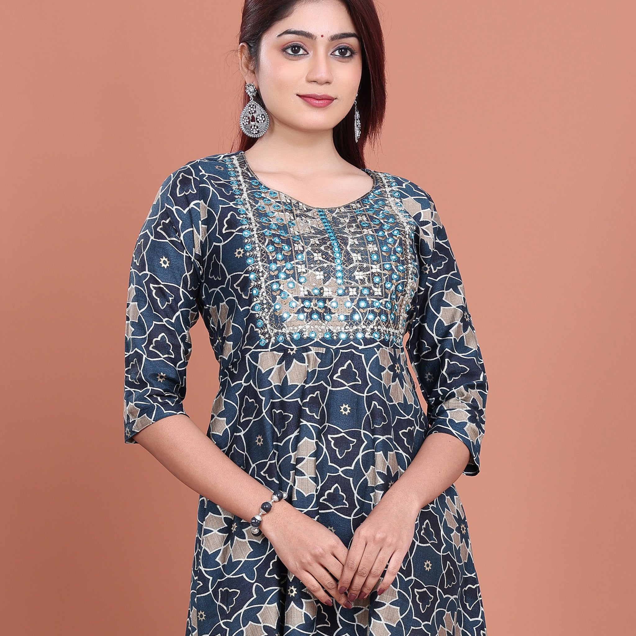 Ethnic Embroidered Kurta - Blue