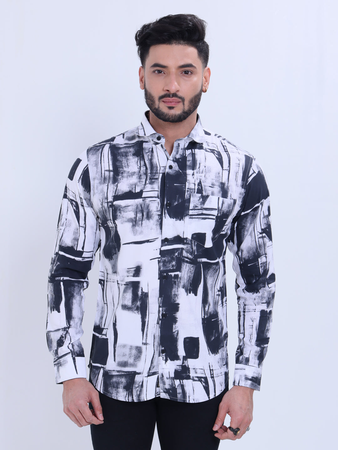 Rocx Men's Abstract Printed Full Sleeve Casual Shirt - Multi