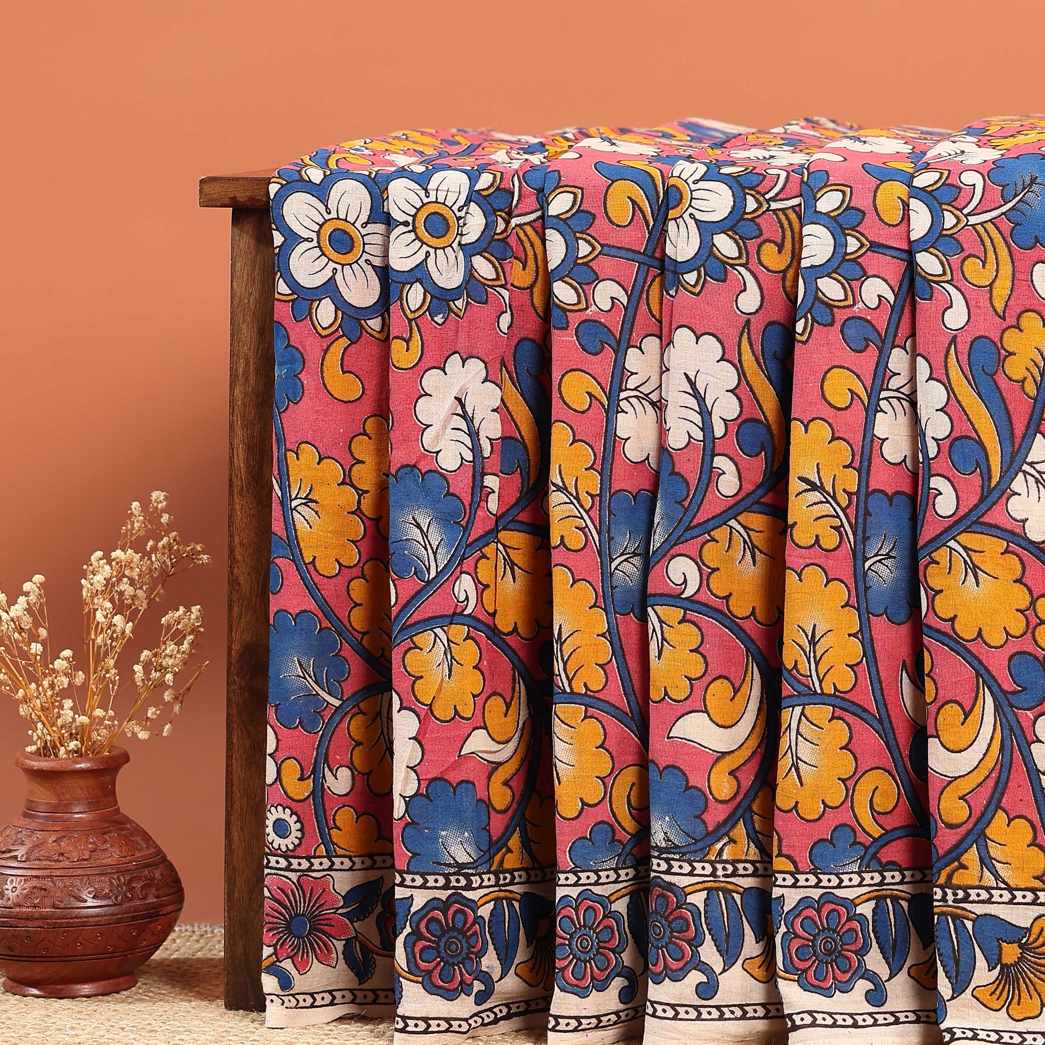Cotton Kalamkari Printed Saree - Pink