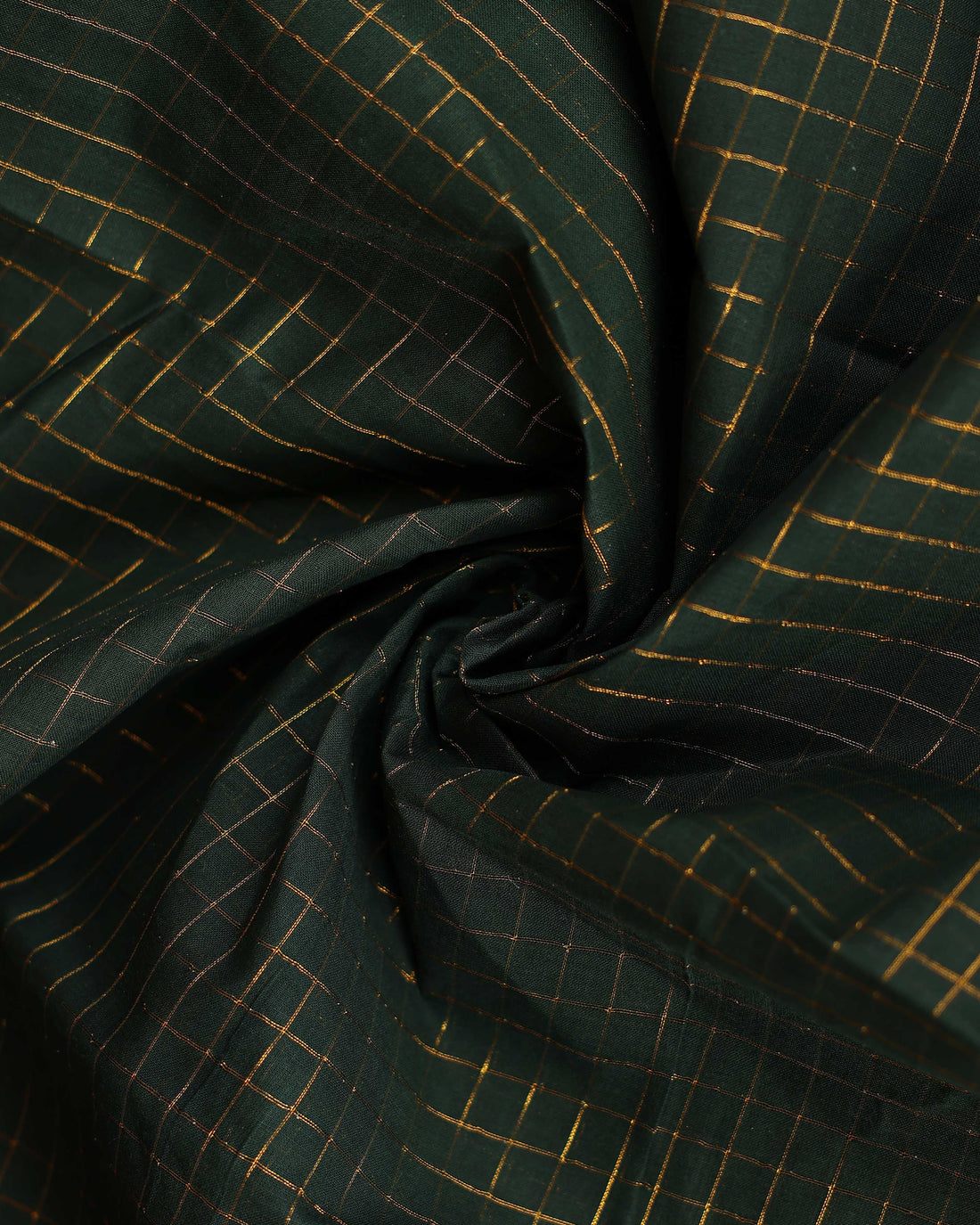 Classic Sungudi Cotton Saree with Zari Border and Checked Design - Dark Green