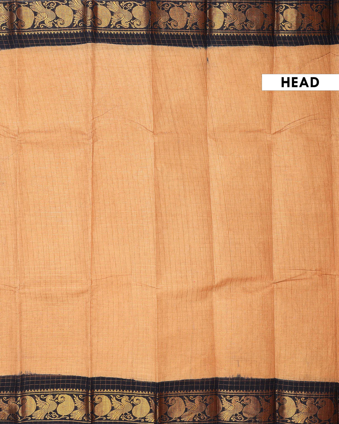 Classic Sungudi Cotton Saree with Zari Border and Checked Design - Sandal