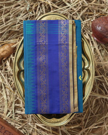 Teal Blue Color Handloom Saree