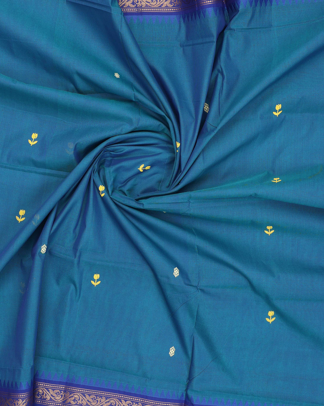 Teal Blue Color Handloom Saree