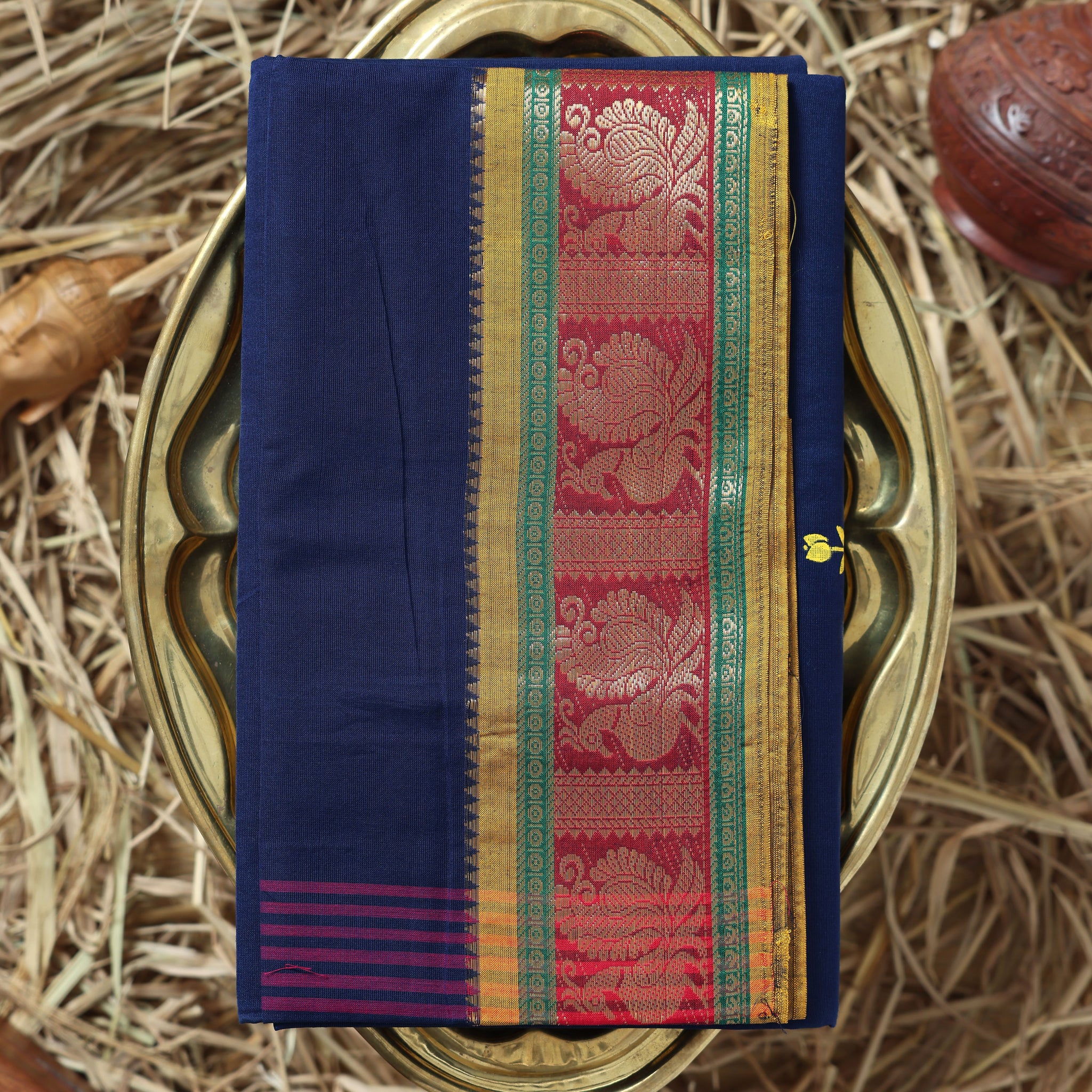 Navy Blue Color Handloom Saree