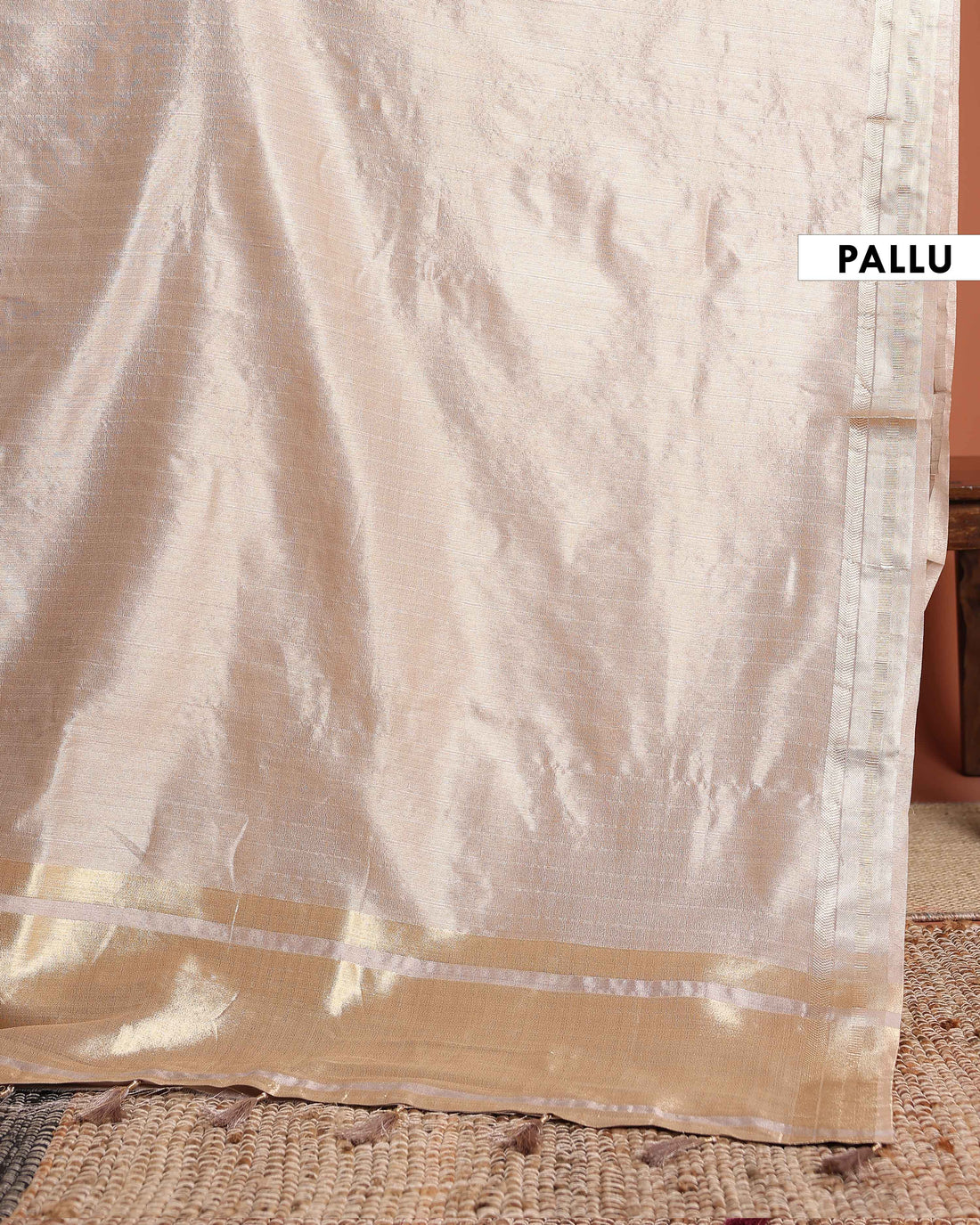 Elegant Semi Tissue Saree with Subtle Zari Border and Lustrous Finish  – Grey