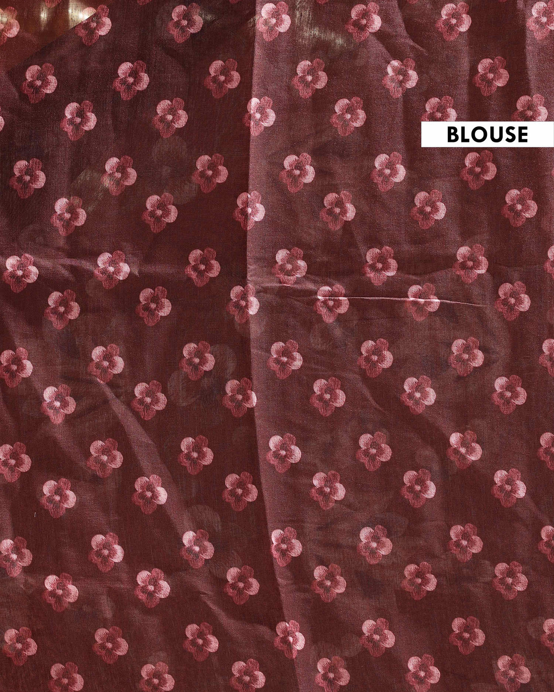 Linen Cotton Saree with Intricate Floral Woven Motifs and Contrast Border  - Dark Maroon