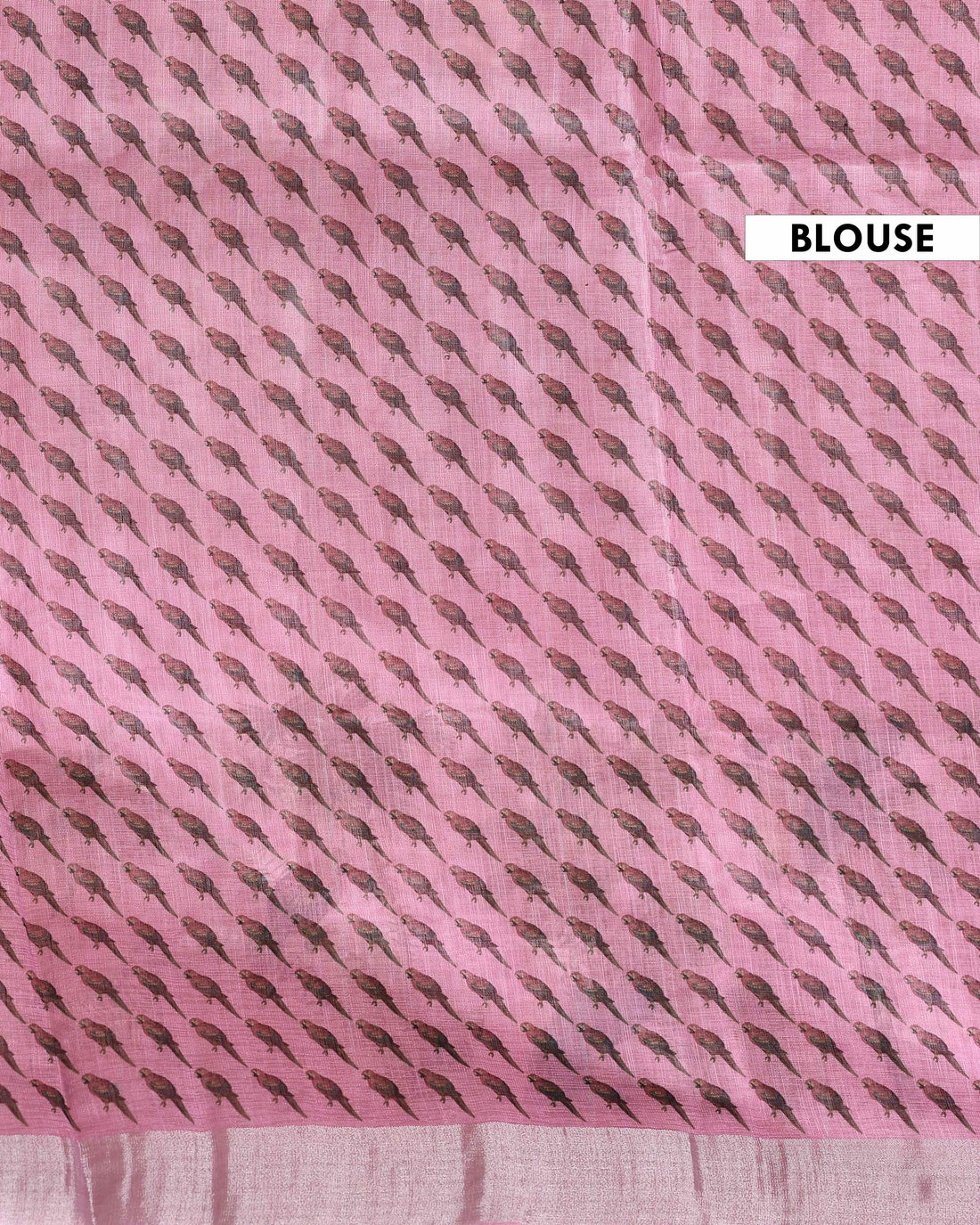 Linen Cotton Saree with Artistic Nature-Inspired Printed Border - Pink