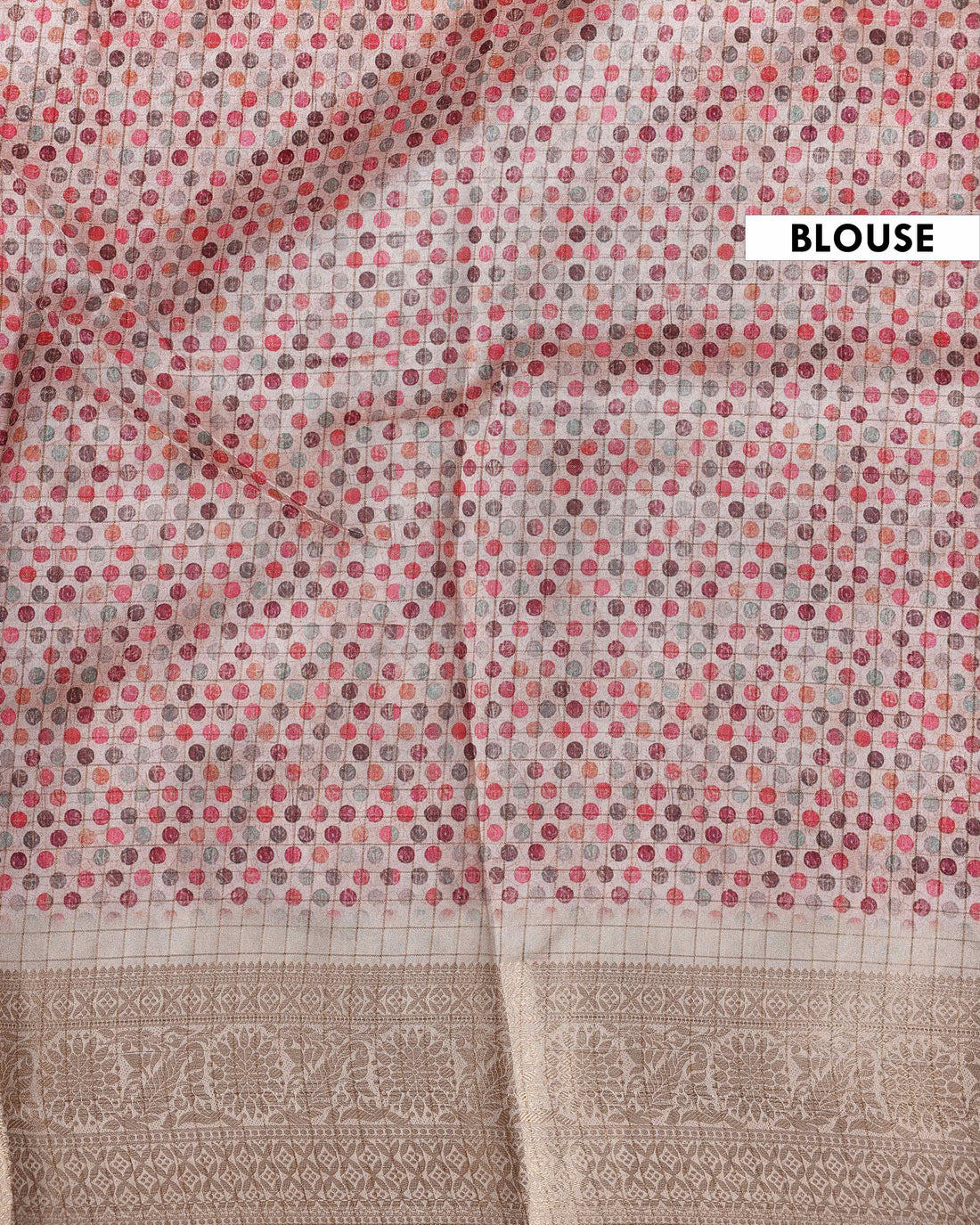 Floral Pattern Dola Silk Saree With Woven Border - White