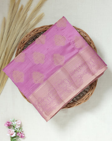 Pink Color Tussar Silk Saree