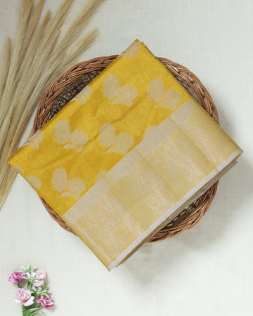 Yellow Color Tussar Silk Saree