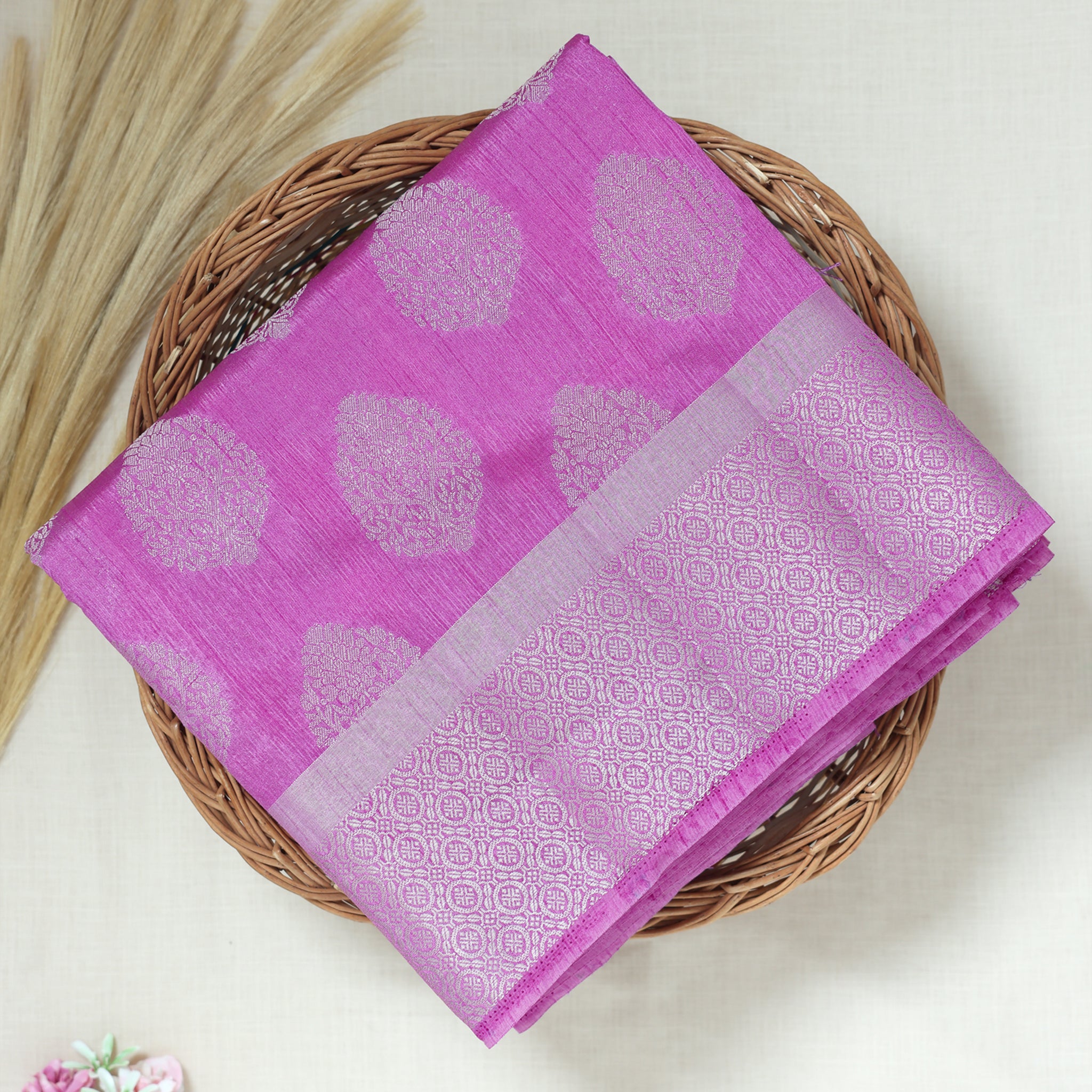 Purple Color Tussar Silk Saree