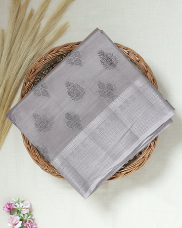 Grey Color Tussar Silk Saree