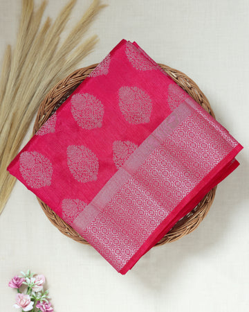 Magenta Pink Color Tussar Silk Saree