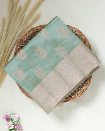 Green Color Tussar Silk Saree