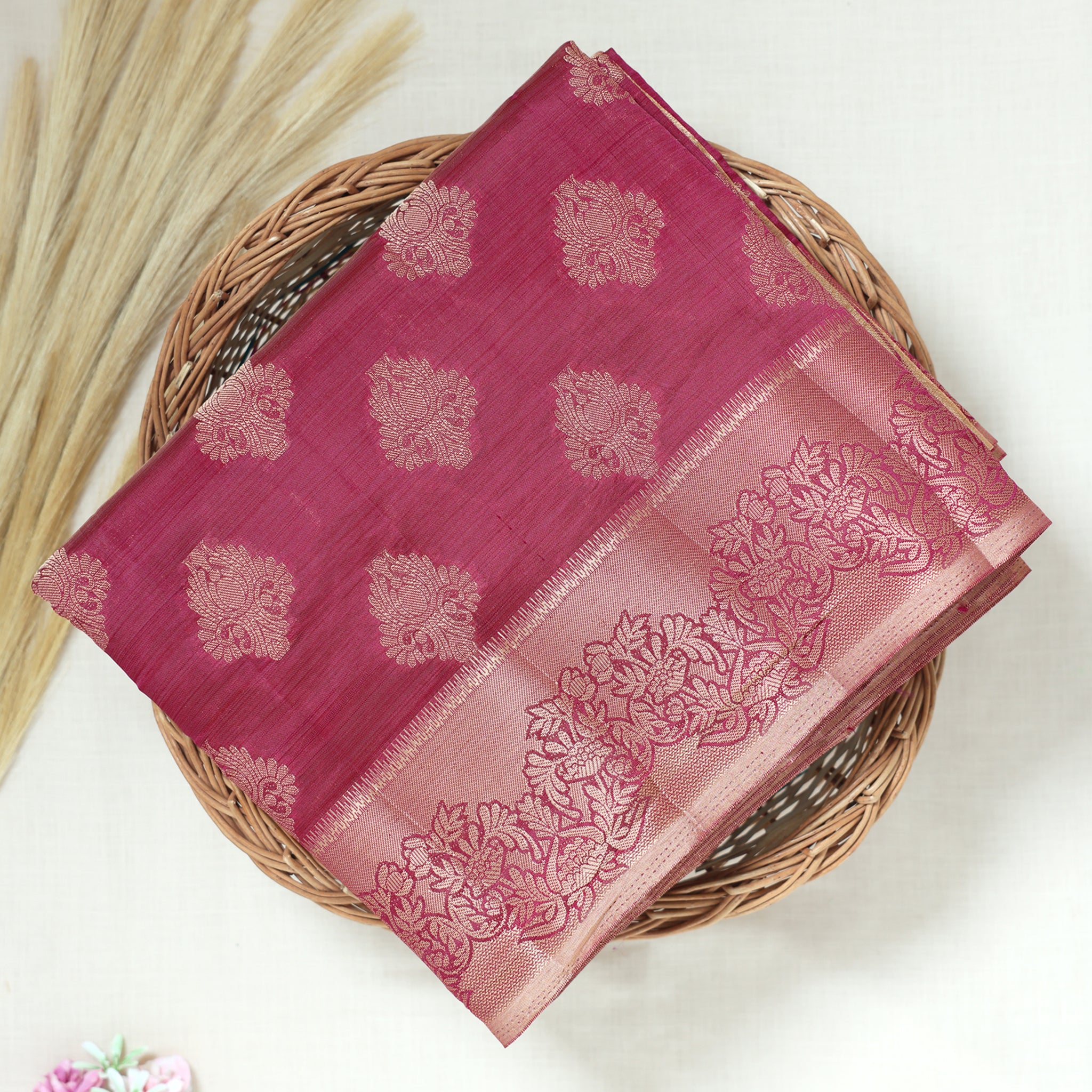 Maroon Color Tussar Silk Saree