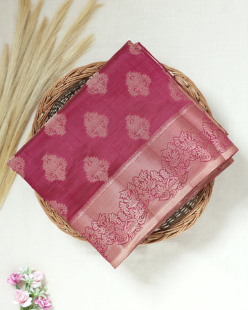 Maroon Color Tussar Silk Saree