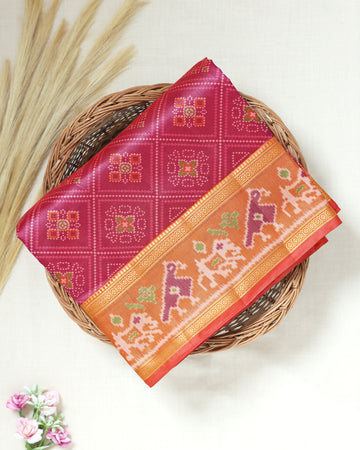 Pink Color Tussar Silk Saree