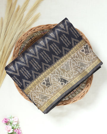 Black Color Tussar Silk Saree