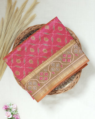 Pink Color Tussar Silk Saree
