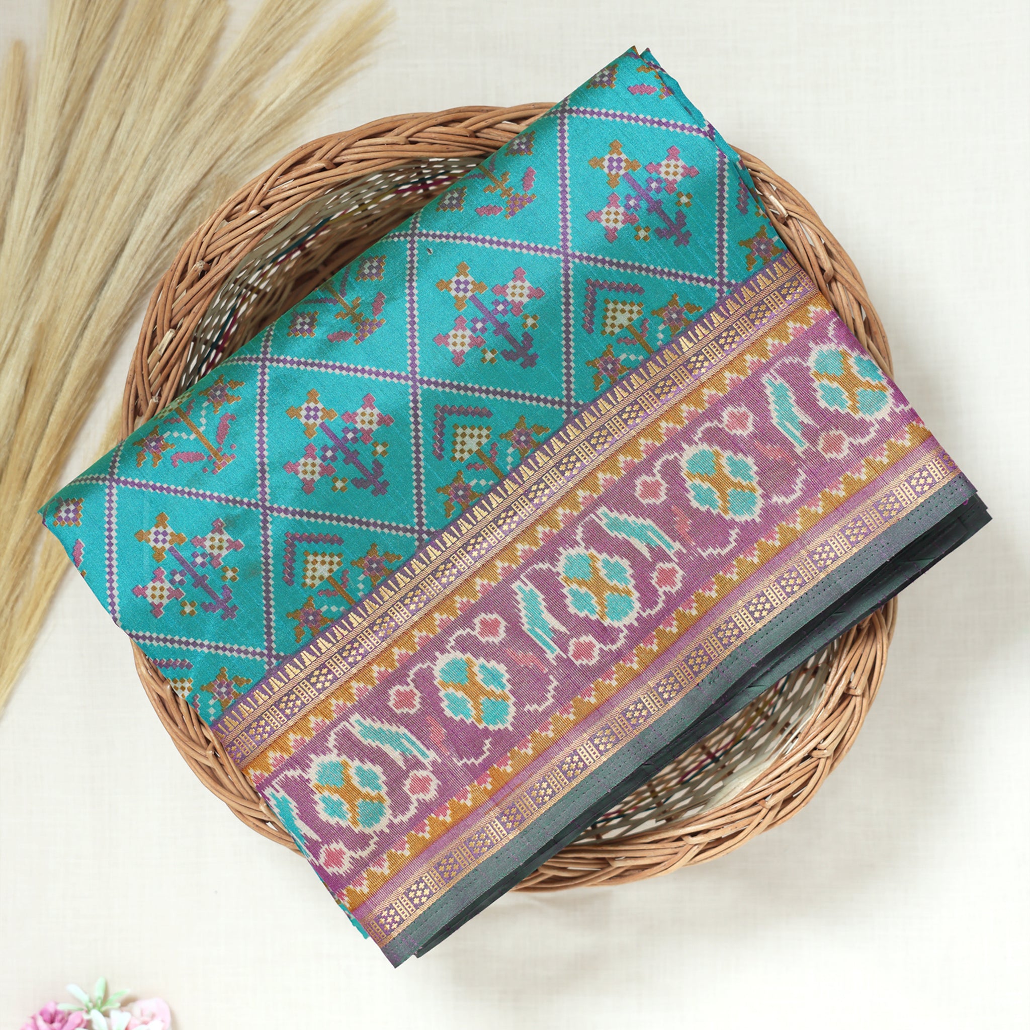 Green Color Tussar Silk Saree
