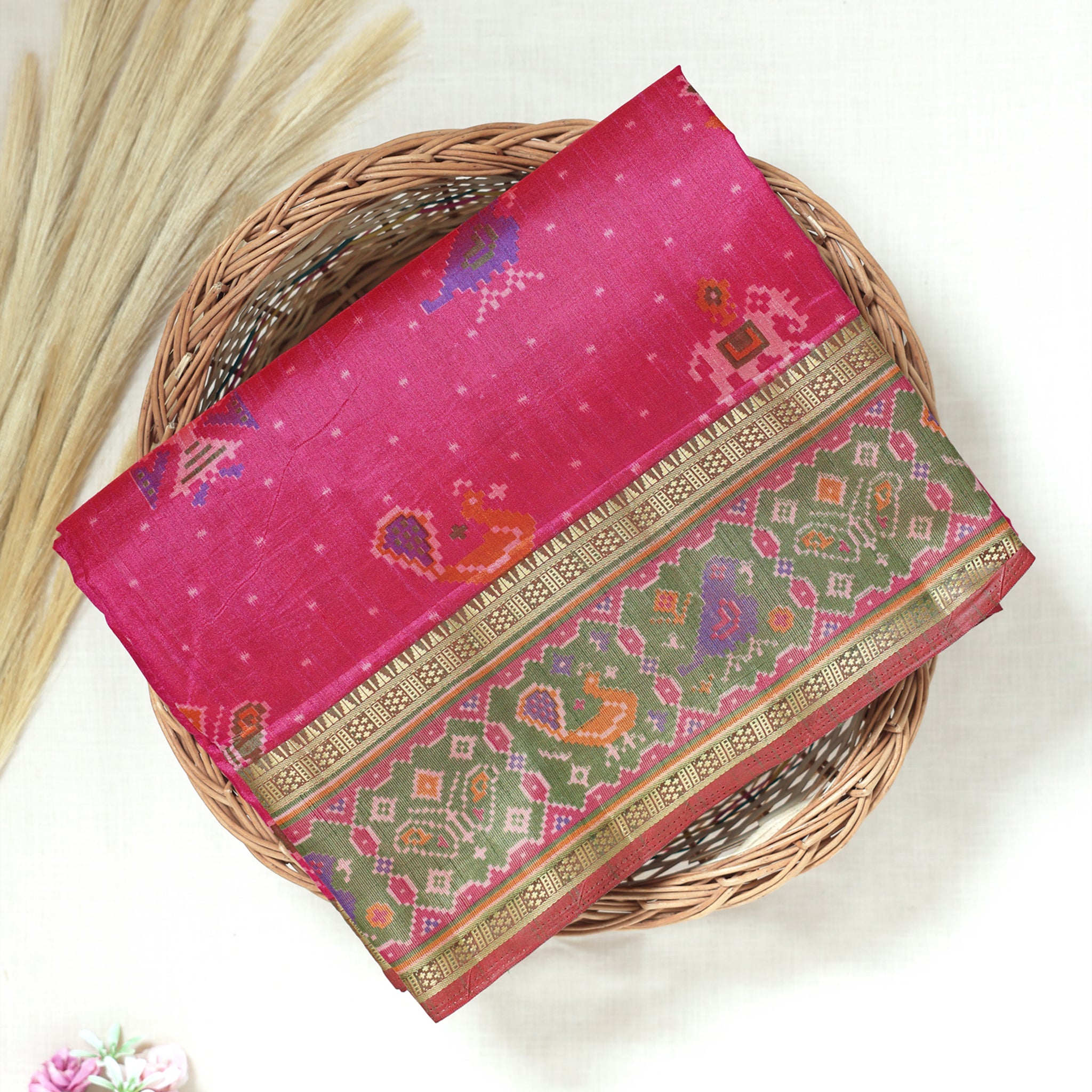 Pink Color Tussar Silk Saree