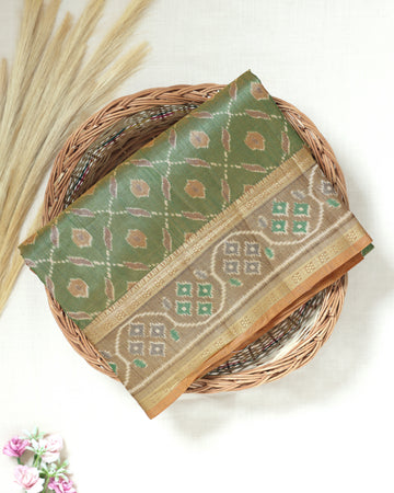 Green Color Tussar Silk Saree