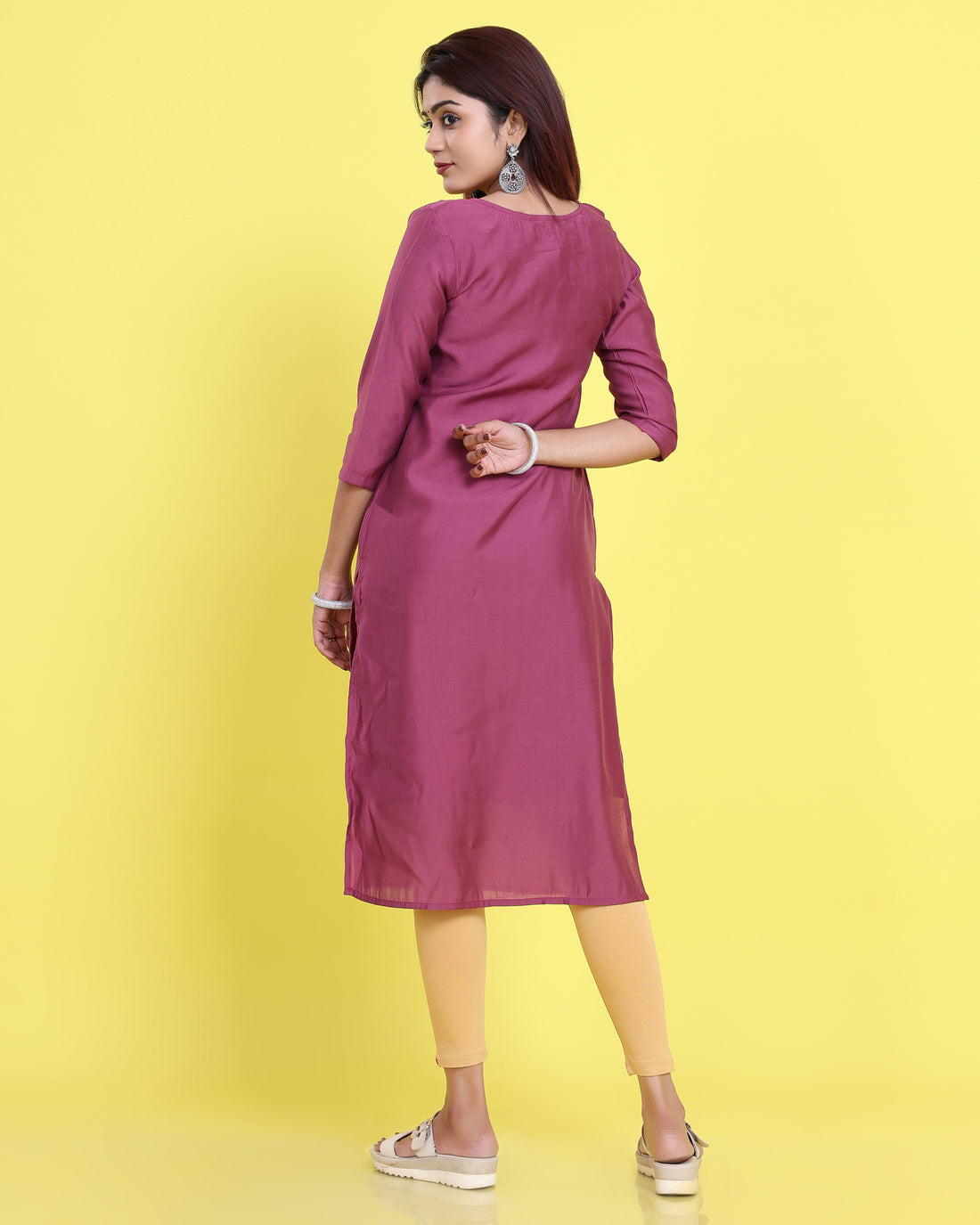 Ethnic Embroidered Kurta - Purple