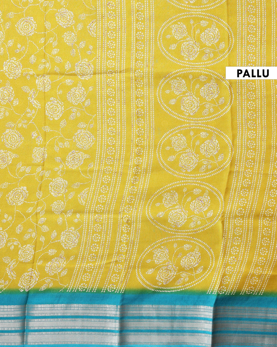 Graceful Dola Silk Saree with Intricate Floral Bandhani Print and Rich Zari Striped Border - Yellow