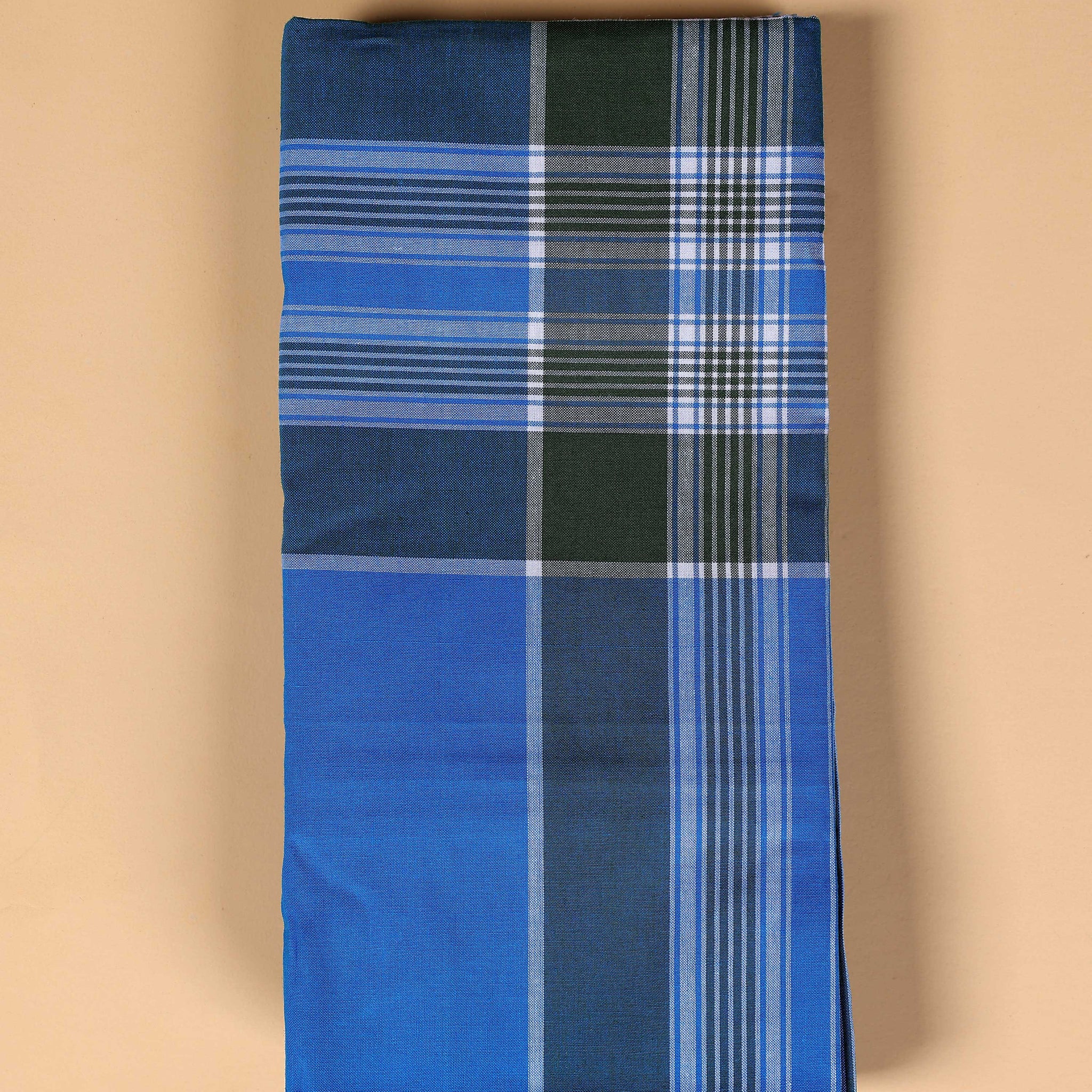 999 Brand Men's Premium Cotton Striped Lungi Stitched - Blue