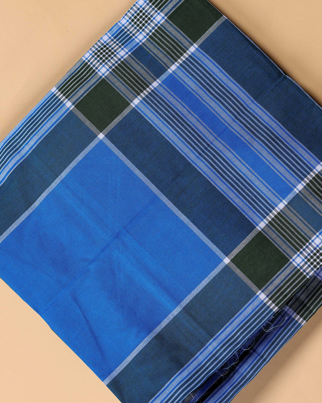 999 Brand Men's Premium Cotton Striped Lungi Stitched - Blue