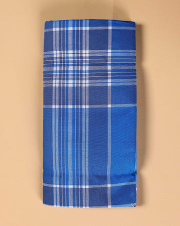 999 Brand Men's Premium Cotton Striped Lungi Stitched - Blue