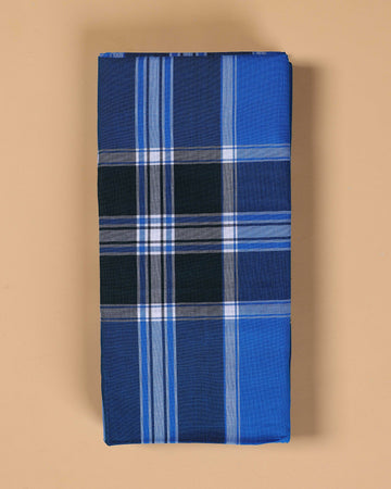 999 Brand Men's Premium Cotton Striped Lungi Stitched - Blue