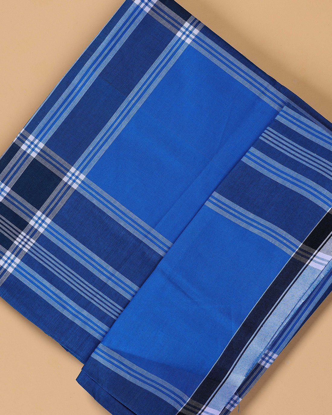 999 Brand Men's Premium Cotton Striped Lungi Stitched - Blue