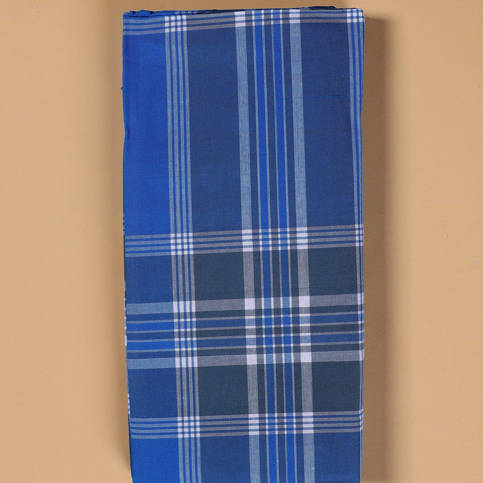 999 Brand Men's Premium Cotton Striped Lungi Stitched - Blue