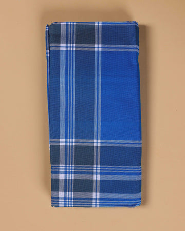 999 Brand Men's Premium Cotton Striped Lungi Stitched - Blue