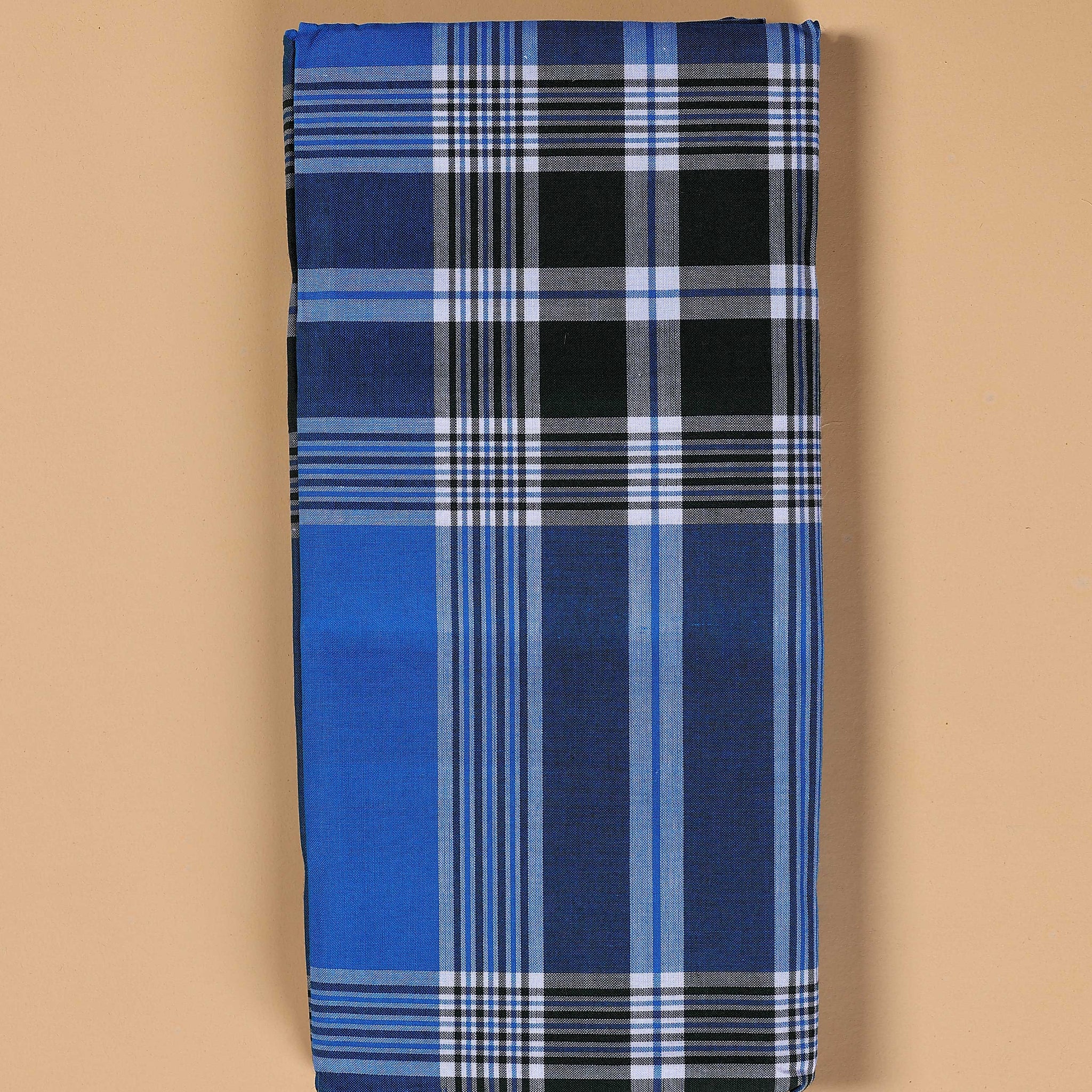 999 Brand Men's Premium Cotton Striped Lungi Stitched - Blue