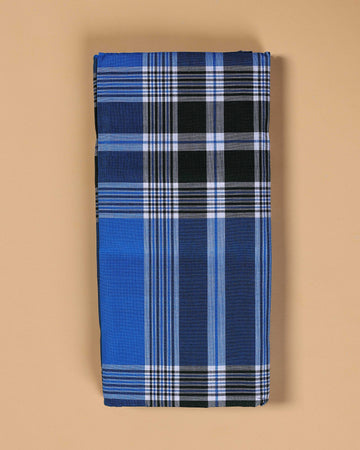 999 Brand Men's Premium Cotton Striped Lungi Stitched - Blue