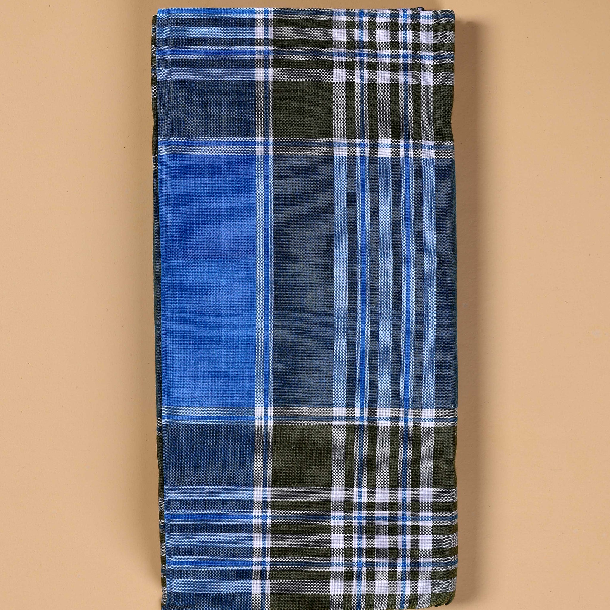 999 Brand Men's Premium Cotton Striped Lungi Stitched - Blue