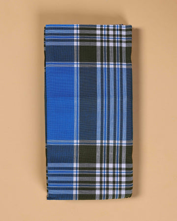 999 Brand Men's Premium Cotton Striped Lungi Stitched - Blue