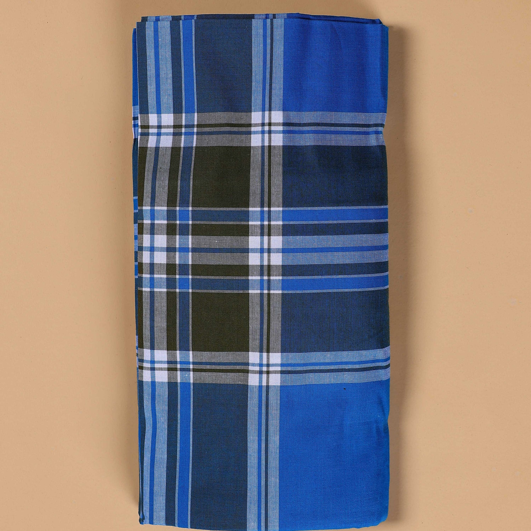 999 Brand Men's Premium Cotton Striped Lungi Stitched - Blue