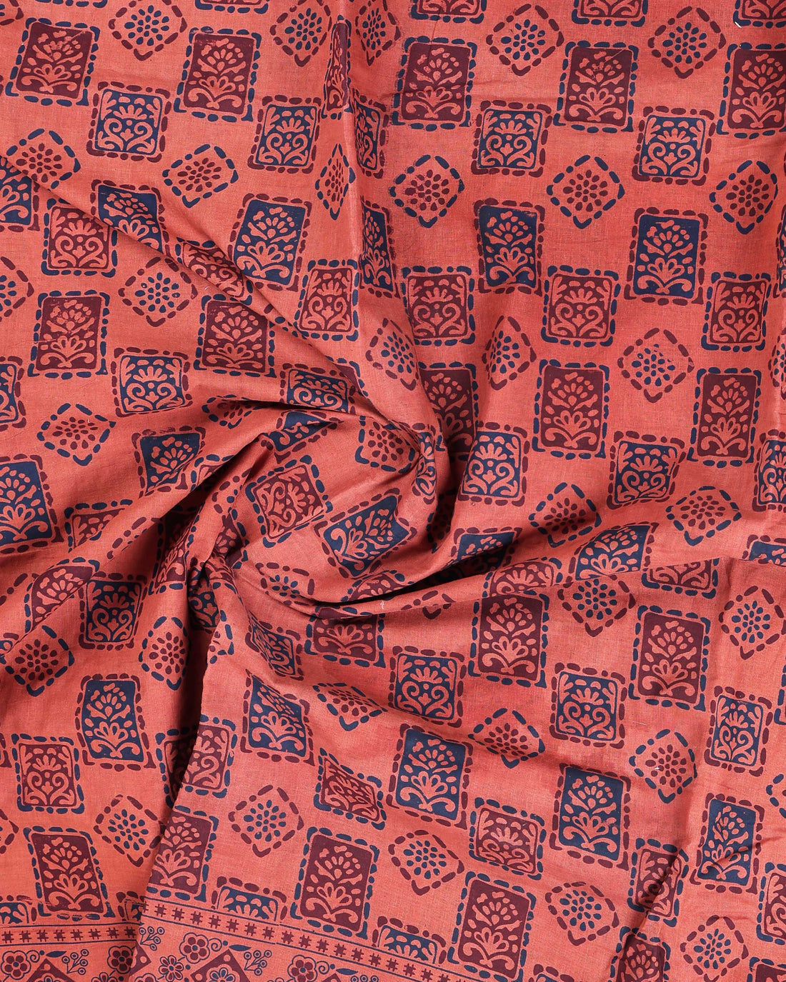 Classic Sungudi Cotton Saree With Printed Design - Orange