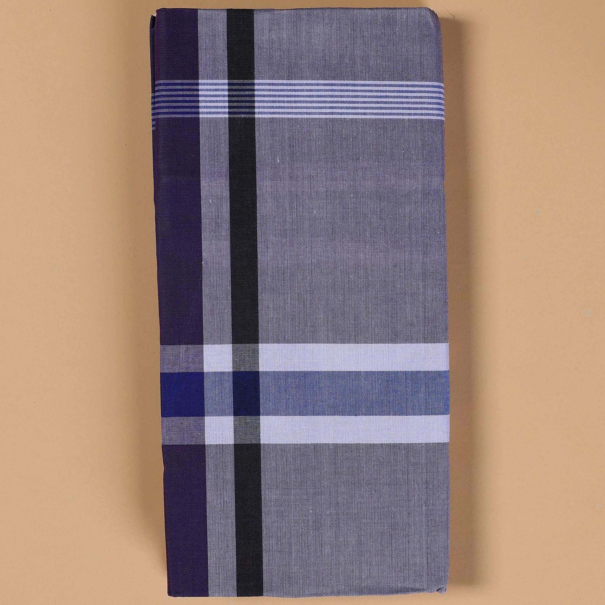 Kibs Brand Men's Premium Cotton Striped Lungi Stitched - Grey