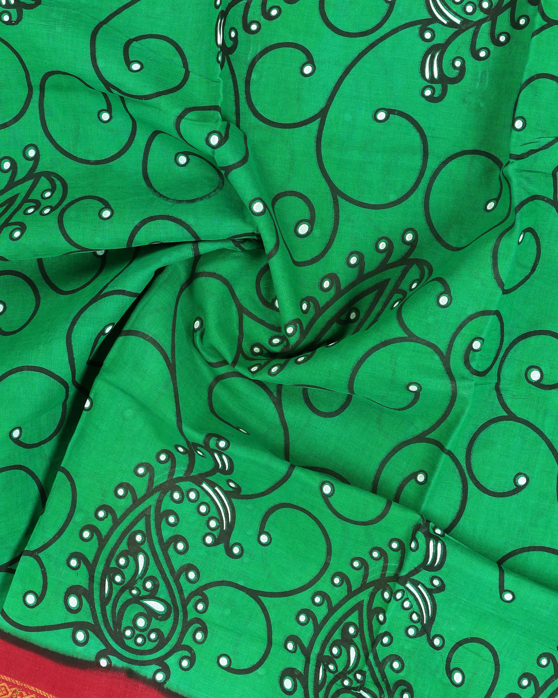Classic Sungudi Cotton Saree With Printed Design - Green